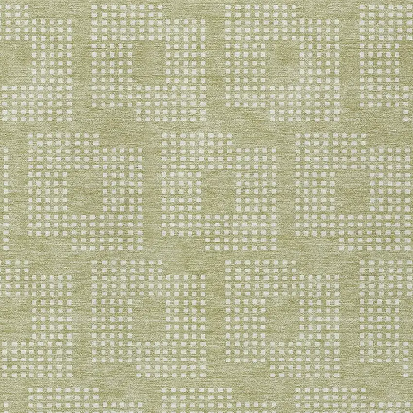Artichoke Green And Ivory Geometric Washable Indoor Outdoor Area Rug Photo 6