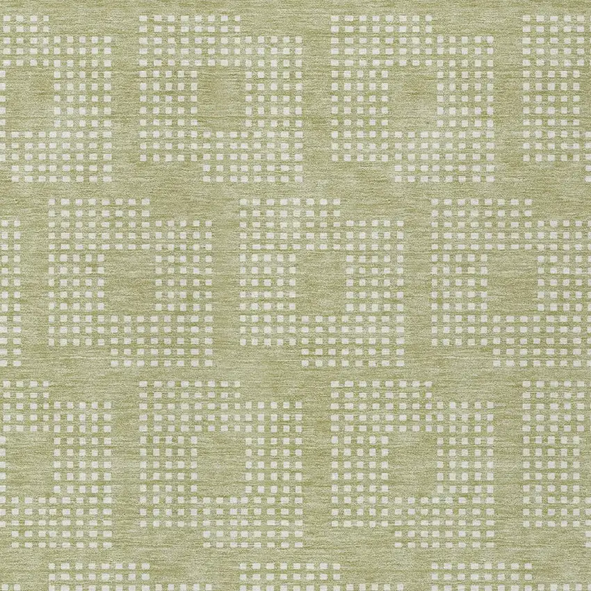 Artichoke Green And Ivory Geometric Washable Indoor Outdoor Area Rug Photo 6