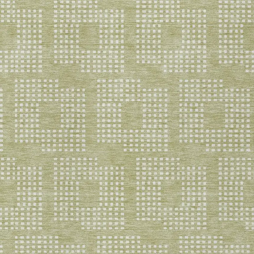 Artichoke Green And Ivory Geometric Washable Indoor Outdoor Area Rug Photo 6