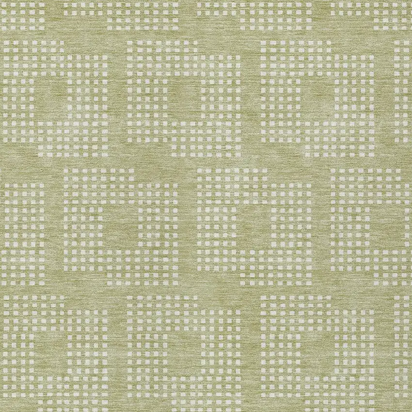 Artichoke Green And Ivory Geometric Washable Indoor Outdoor Area Rug Photo 6