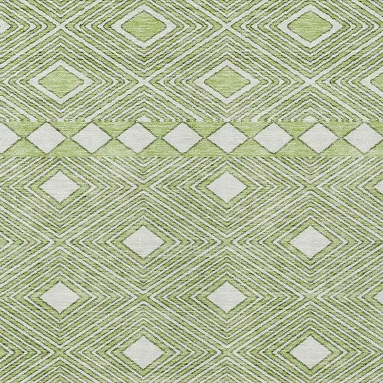 Artichoke Green And Ivory Geometric Washable Indoor Outdoor Area Rug Photo 6