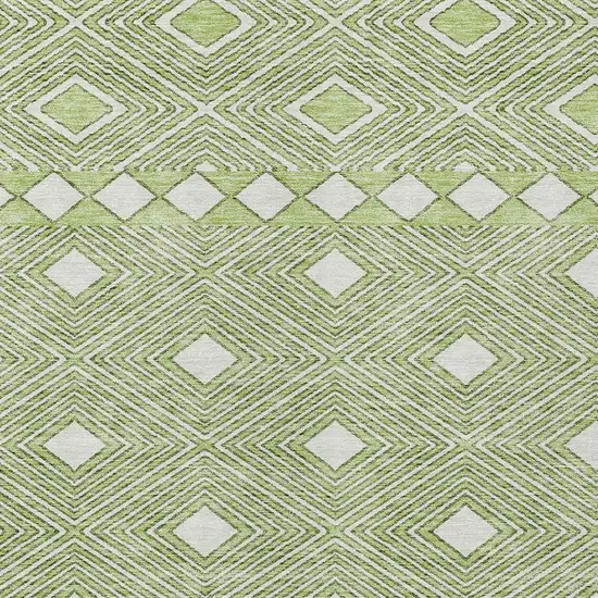 Artichoke Green And Ivory Geometric Washable Indoor Outdoor Area Rug Photo 6