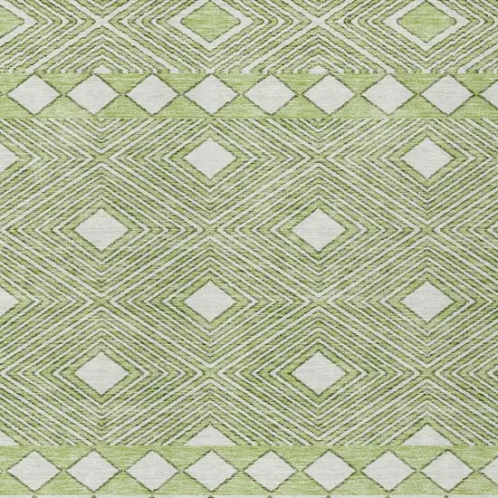 Artichoke Green And Ivory Geometric Washable Indoor Outdoor Area Rug Photo 6