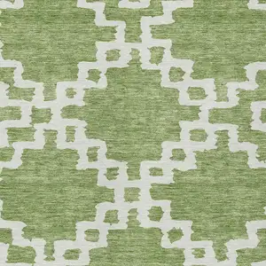 Photo of Artichoke Green And Ivory Geometric Washable Indoor Outdoor Area Rug