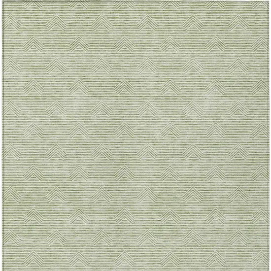 Artichoke Green And Ivory Geometric Washable Indoor Outdoor Area Rug Photo 6