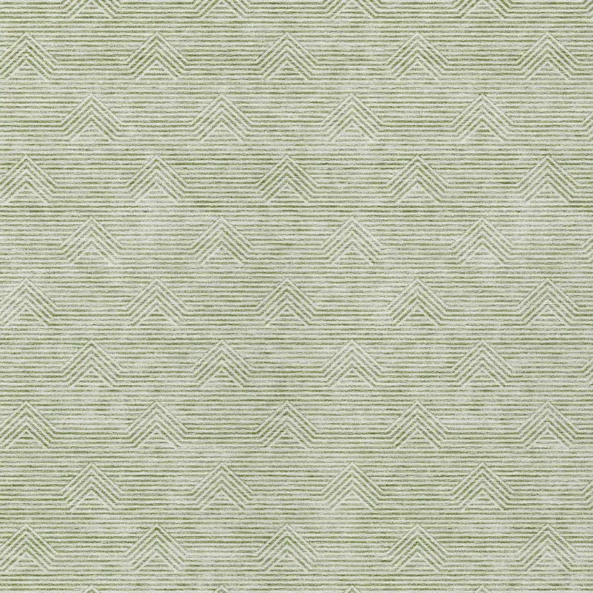 Artichoke Green And Ivory Geometric Washable Indoor Outdoor Area Rug Photo 6