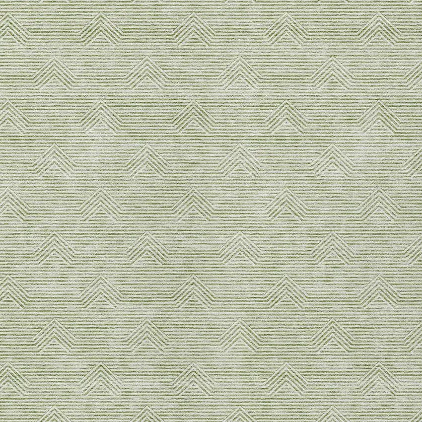Artichoke Green And Ivory Geometric Washable Indoor Outdoor Area Rug Photo 6