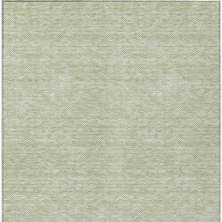 Artichoke Green And Ivory Geometric Washable Indoor Outdoor Area Rug Photo 7
