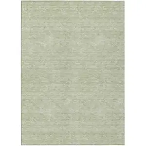 Photo of Artichoke Green And Ivory Geometric Washable Indoor Outdoor Area Rug