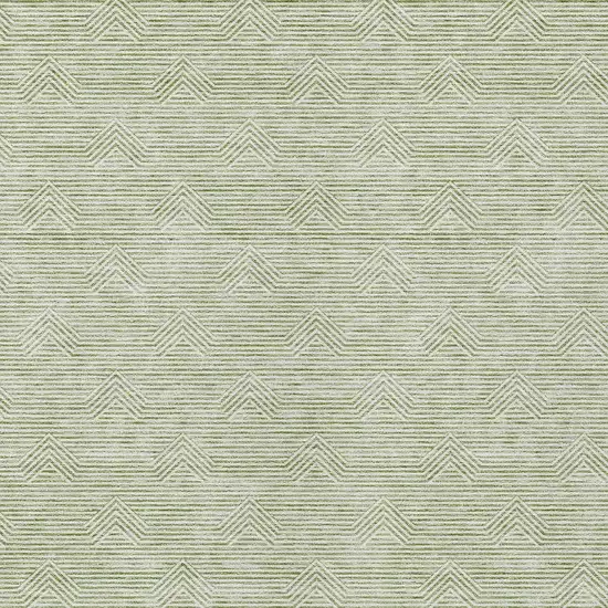Artichoke Green And Ivory Geometric Washable Indoor Outdoor Area Rug Photo 6