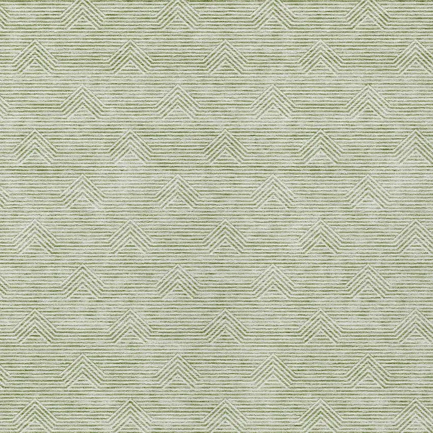 Artichoke Green And Ivory Geometric Washable Indoor Outdoor Area Rug Photo 6