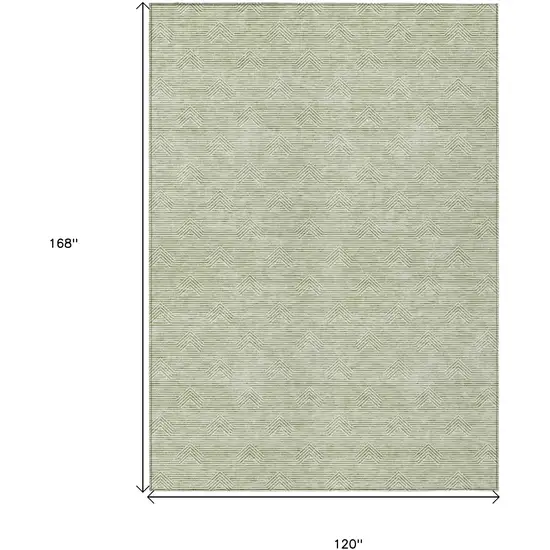 Artichoke Green And Ivory Geometric Washable Indoor Outdoor Area Rug Photo 3