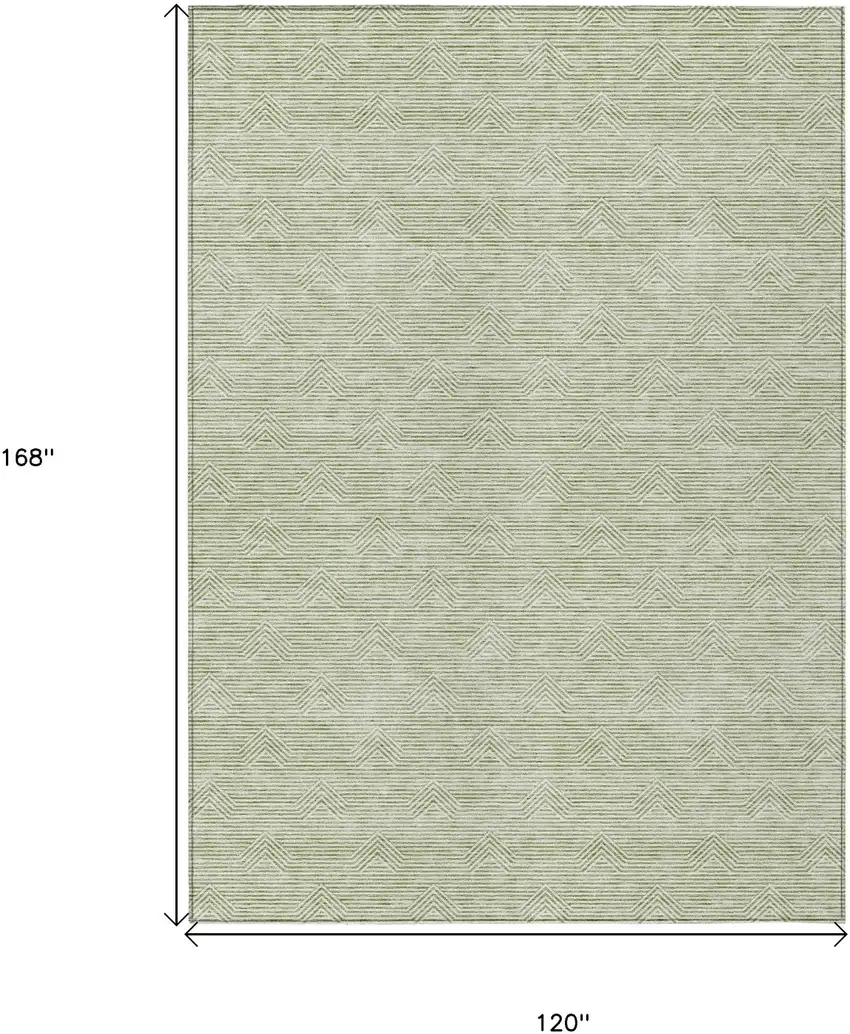 Artichoke Green And Ivory Geometric Washable Indoor Outdoor Area Rug Photo 3