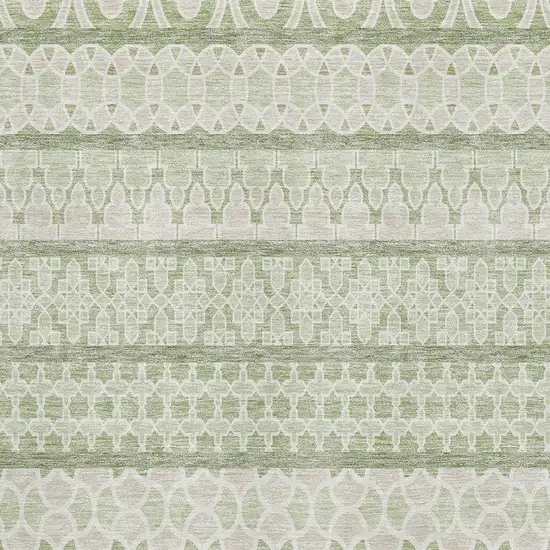 Artichoke Green And Ivory Ikat Washable Area Rug With UV Protection Photo 3