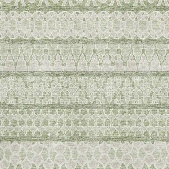 Artichoke Green And Ivory Ikat Washable Area Rug With UV Protection Photo 3