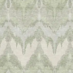 Photo of Artichoke Green And Ivory Ikat Washable Area Rug With UV Protection