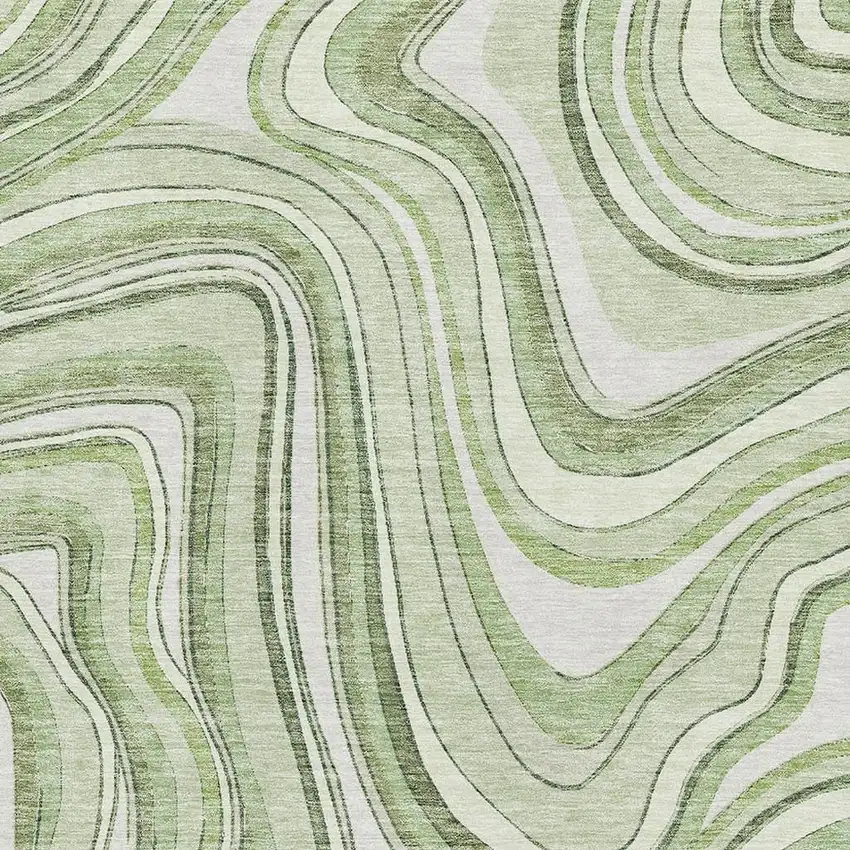 Artichoke Green And Ivory Marble Washable Area Rug With UV Protection Photo 3