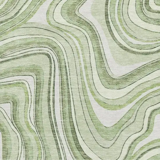 Artichoke Green And Ivory Marble Washable Area Rug With UV Protection Photo 3