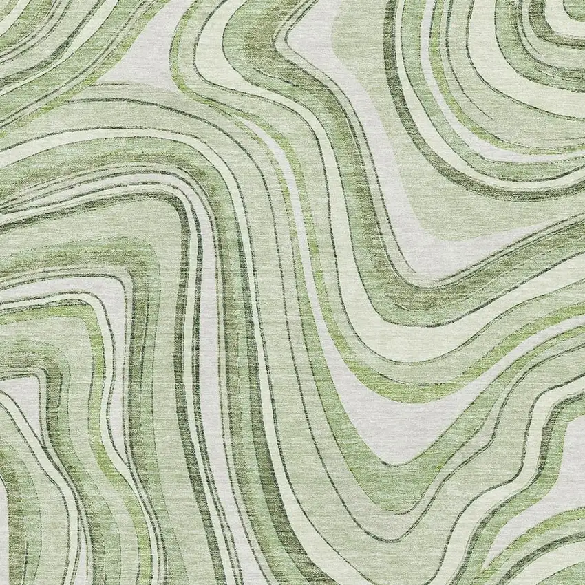 Artichoke Green And Ivory Marble Washable Area Rug With UV Protection Photo 3