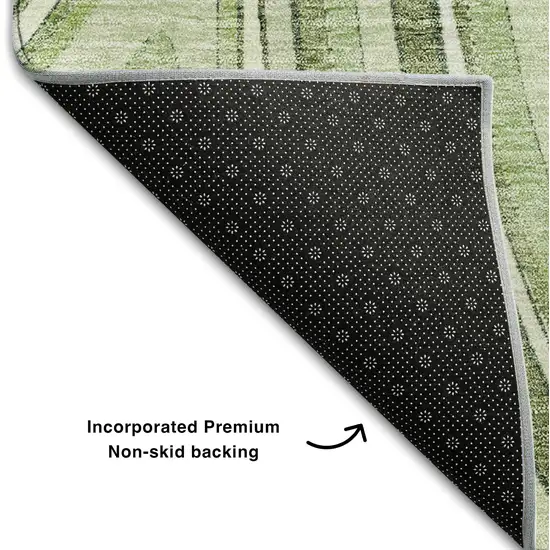 Artichoke Green And Ivory Marble Washable Area Rug With UV Protection Photo 7