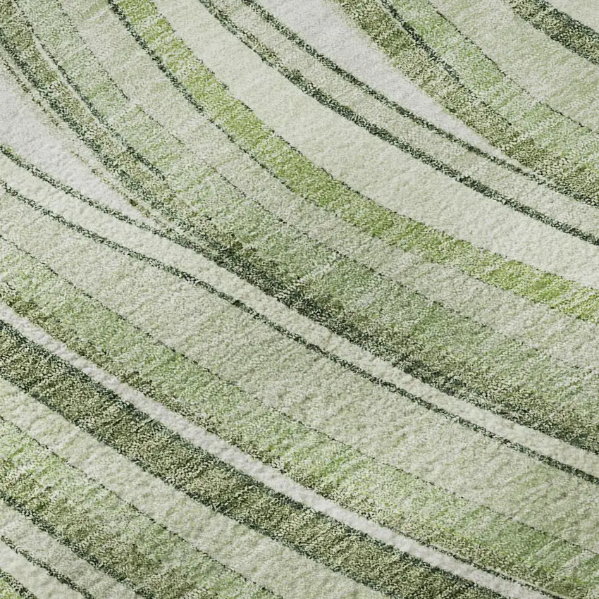 Artichoke Green And Ivory Marble Washable Area Rug With UV Protection Photo 8