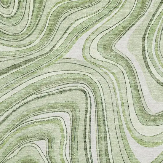 Artichoke Green And Ivory Marble Washable Area Rug With UV Protection Photo 3