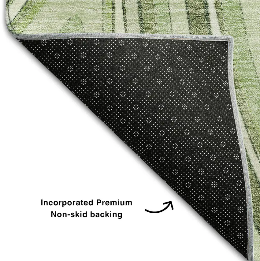 Artichoke Green And Ivory Marble Washable Area Rug With UV Protection Photo 7