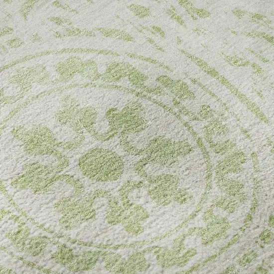 Artichoke Green And Ivory Medallion Washable Area Rug With UV Protection Photo 9