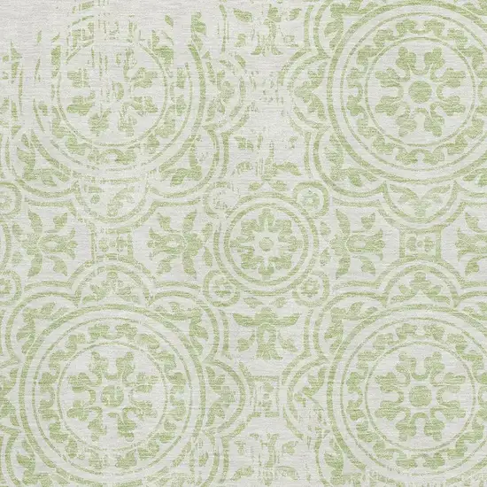 Artichoke Green And Ivory Medallion Washable Area Rug With UV Protection Photo 3