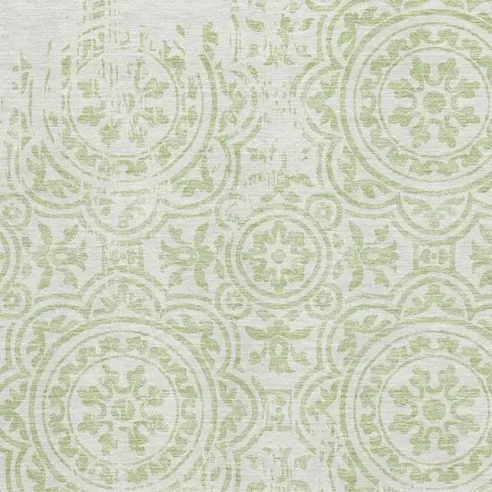 Artichoke Green And Ivory Medallion Washable Area Rug With UV Protection Photo 3