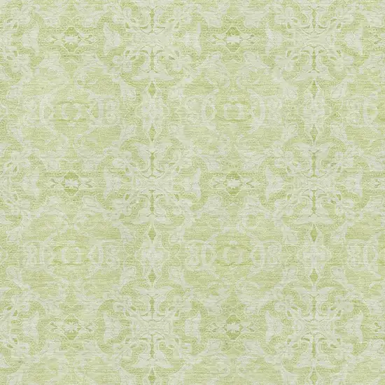 Artichoke Green And Ivory Medallion Washable Area Rug With UV Protection Photo 3