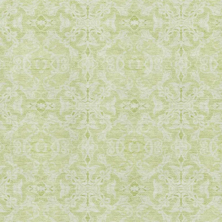 Artichoke Green And Ivory Medallion Washable Area Rug With UV Protection Photo 3