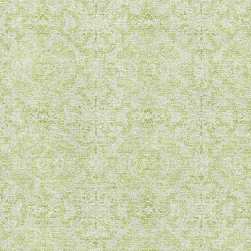 Artichoke Green And Ivory Medallion Washable Area Rug With UV Protection Photo 3