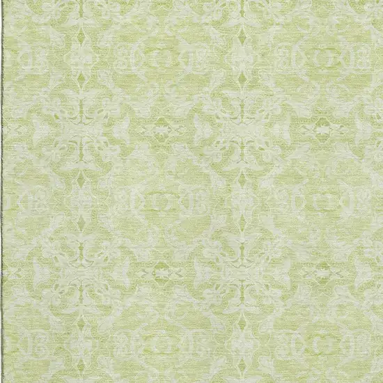Artichoke Green And Ivory Medallion Washable Area Rug With UV Protection Photo 3