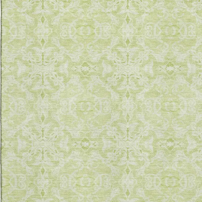 Artichoke Green And Ivory Medallion Washable Area Rug With UV Protection Photo 3