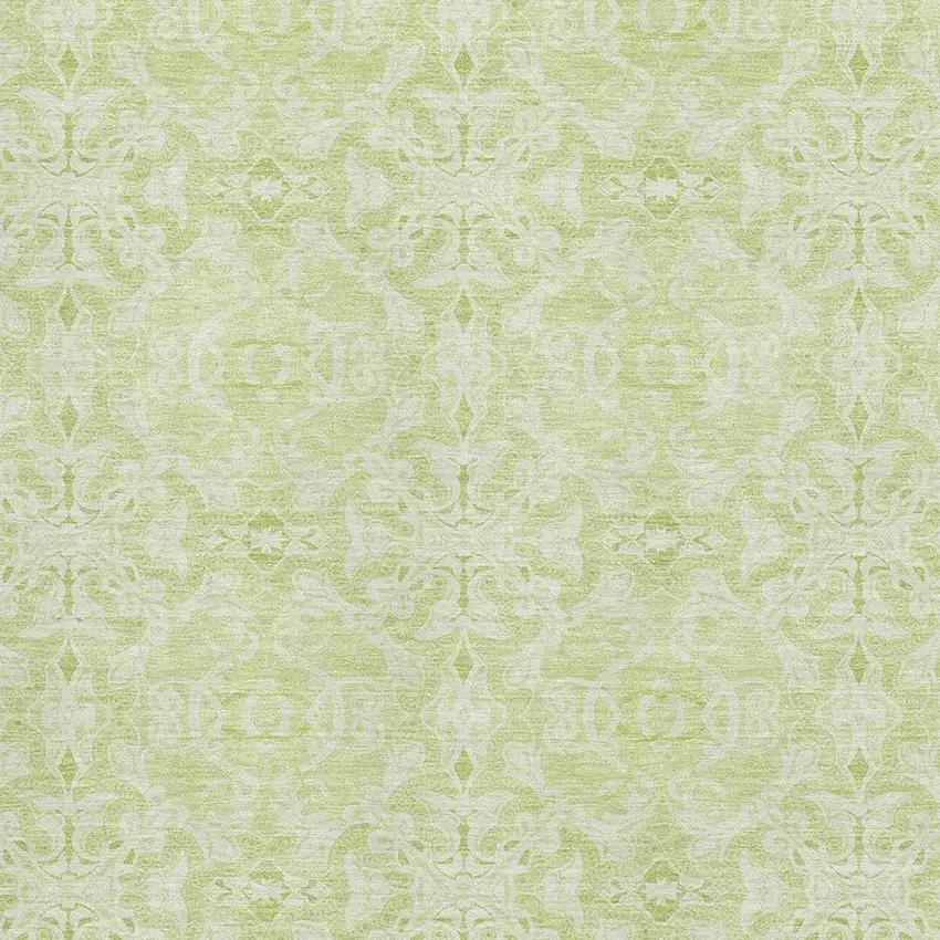 Artichoke Green And Ivory Medallion Washable Area Rug With UV Protection Photo 3