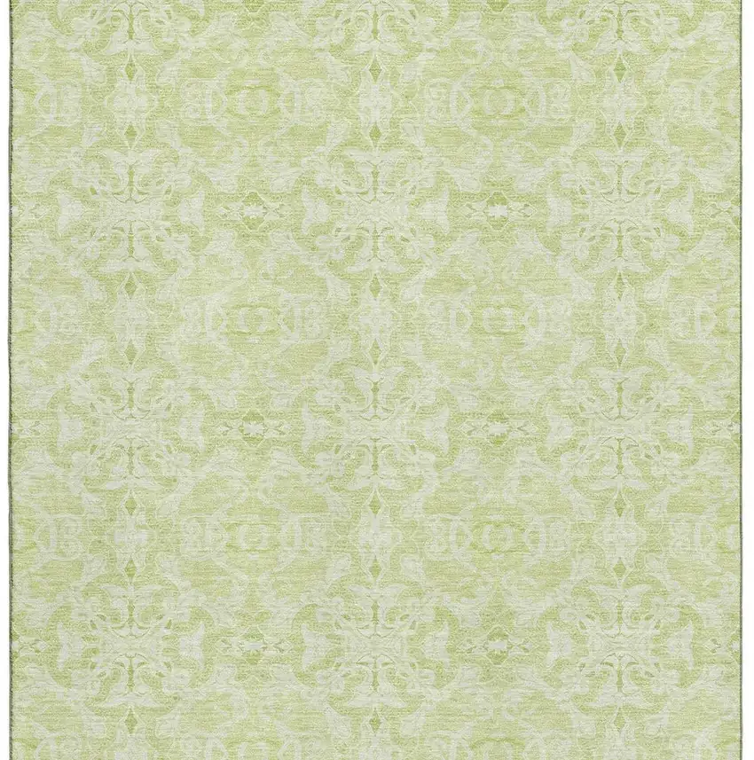 Artichoke Green And Ivory Medallion Washable Area Rug With UV Protection Photo 4