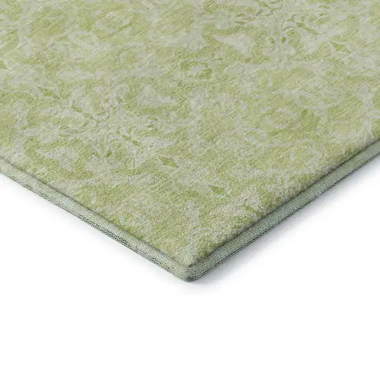 Artichoke Green And Ivory Medallion Washable Area Rug With UV Protection Photo 8