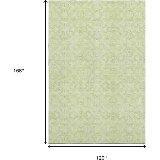 Artichoke Green And Ivory Medallion Washable Area Rug With UV Protection Photo 3