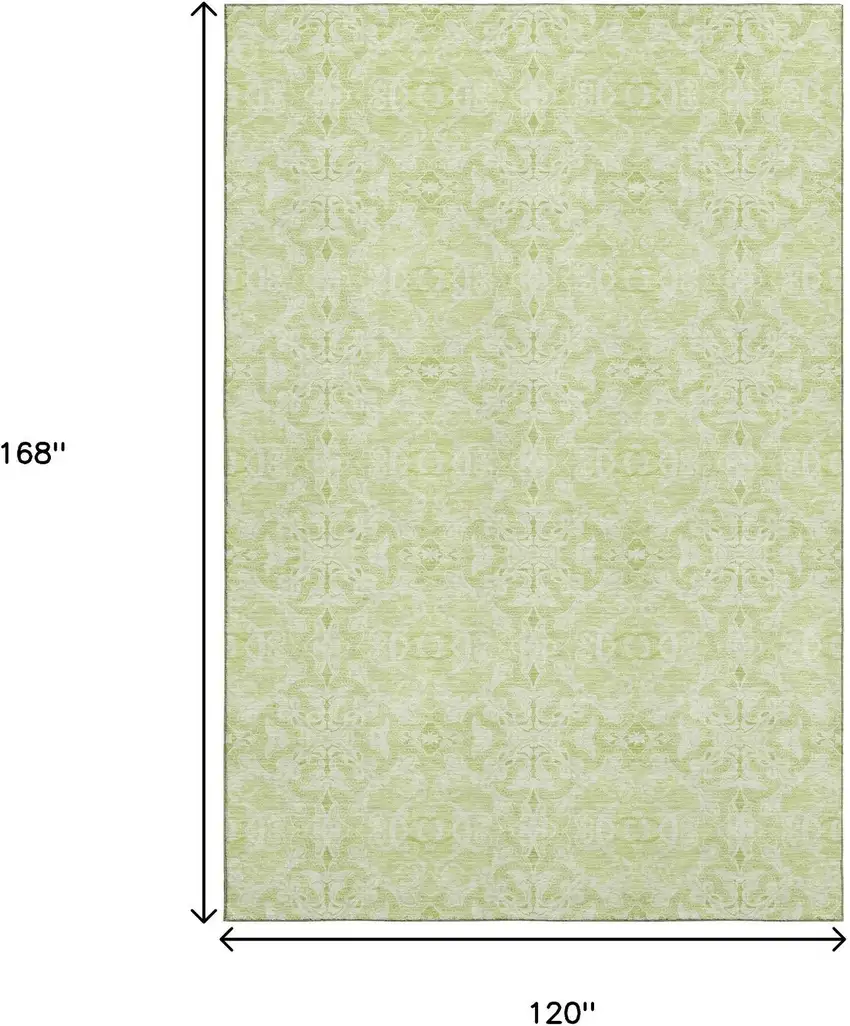Artichoke Green And Ivory Medallion Washable Area Rug With UV Protection Photo 3