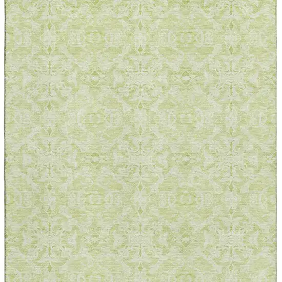 Artichoke Green And Ivory Medallion Washable Area Rug With UV Protection Photo 4