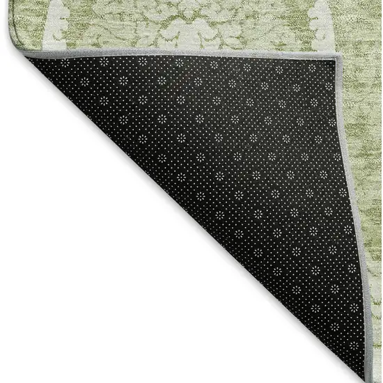Artichoke Green And Ivory Medallion Washable Area Rug With UV Protection Photo 7
