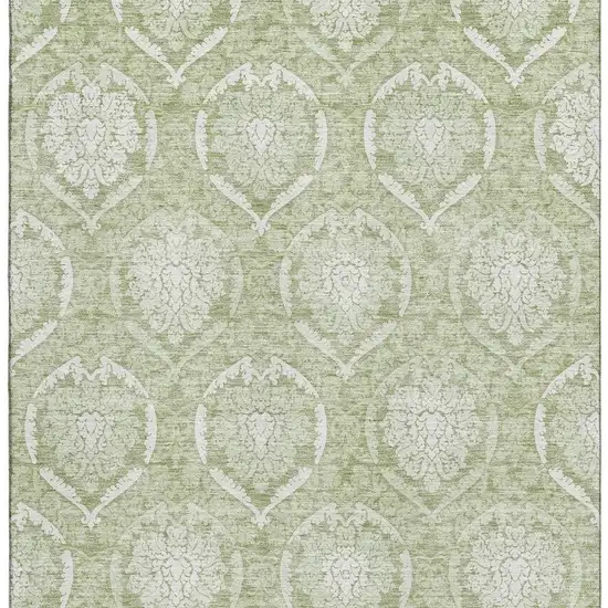 Artichoke Green And Ivory Medallion Washable Area Rug With UV Protection Photo 3
