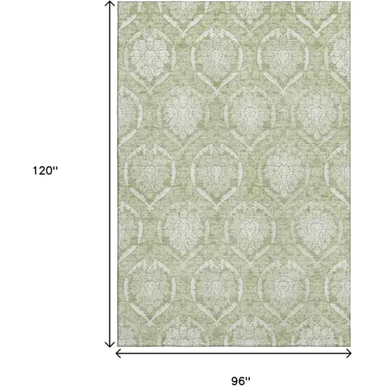 Artichoke Green And Ivory Medallion Washable Area Rug With UV Protection Photo 3