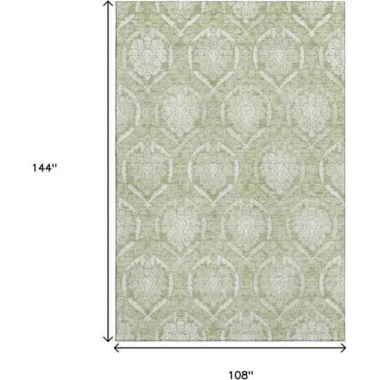 Artichoke Green And Ivory Medallion Washable Area Rug With UV Protection Photo 3