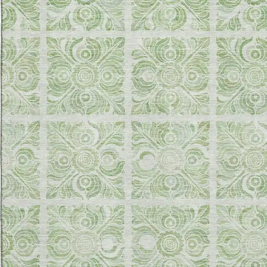 Artichoke Green And Ivory Medallion Washable Area Rug With UV Protection Photo 3