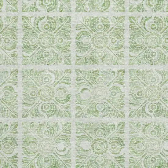 Artichoke Green And Ivory Medallion Washable Area Rug With UV Protection Photo 3