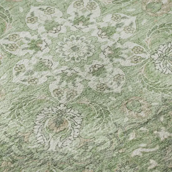 Artichoke Green And Ivory Medallion Washable Area Rug With UV Protection Photo 9