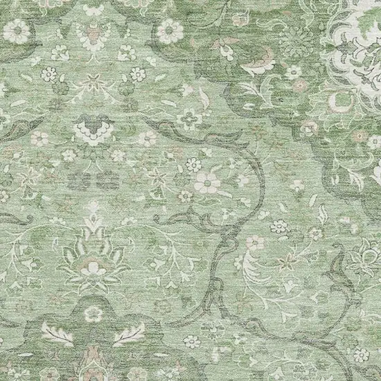 Artichoke Green And Ivory Medallion Washable Area Rug With UV Protection Photo 2