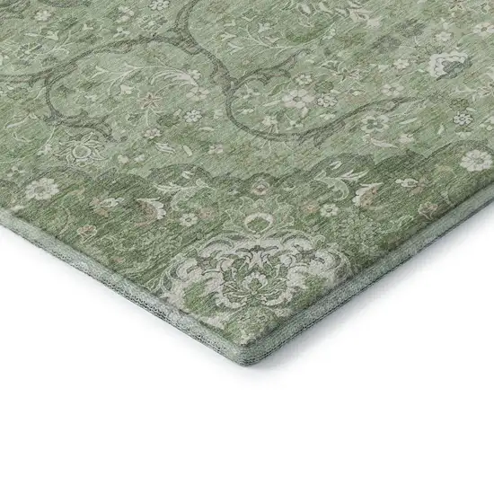Artichoke Green And Ivory Medallion Washable Area Rug With UV Protection Photo 7
